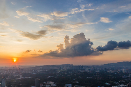 beautiful sunset  clouds over Kuala Lumpur city centre, Malaysiaの写真素材