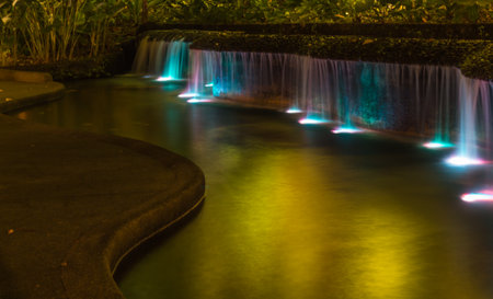 colored fountain in a botany garden in Singaporeのeditorial素材