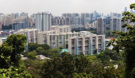 a modern buildings surrounded by jungle, Singapore.のeditorial素材