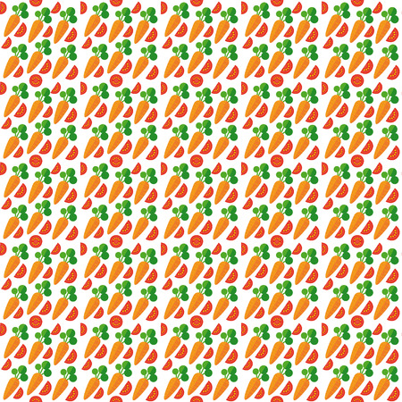 vegetables seamless pattern in flat style with tomato and carrotのイラスト素材