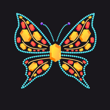 Butterfly from different colored gems: rubies, topazのイラスト素材