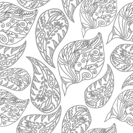 black-and-white seamless pattern for coloring books for adultsのイラスト素材