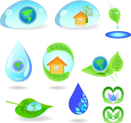 a set of simple icons on ecology and environmental themeのイラスト素材