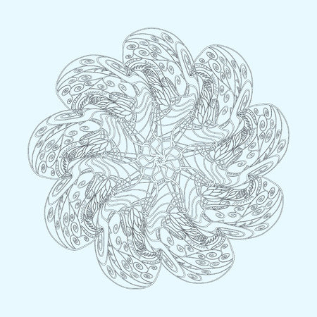 round ornamental pattern from colored doodle elements on whiteのイラスト素材