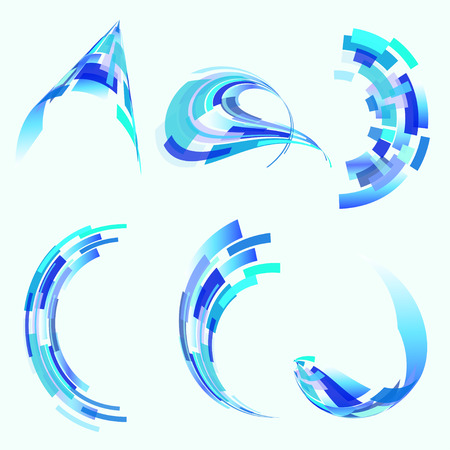 set of abstract  futuristic figures of  different colorsのイラスト素材