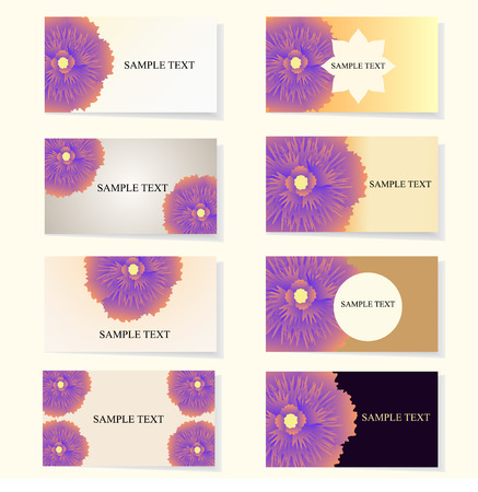 set of business cards with flowers and different backgroundsのイラスト素材