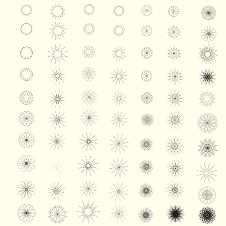 Set of round geometric ornaments. isolated on white.のイラスト素材