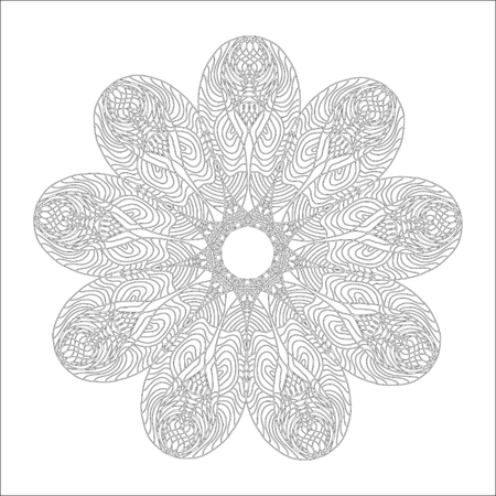 Abstract decorative round ornament. Anti-stress art for adults. Vector design element. Natural, weave, floral motifs.のイラスト素材