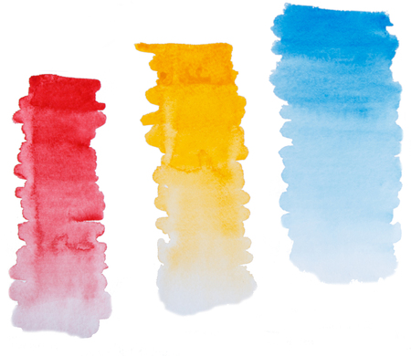 Set of hand painted watercolor gradient brush strokes. Isolated on white.の写真素材