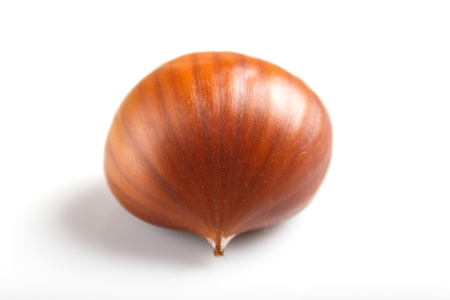 sweet chestnut isolated on white background. closeup, macro.の写真素材