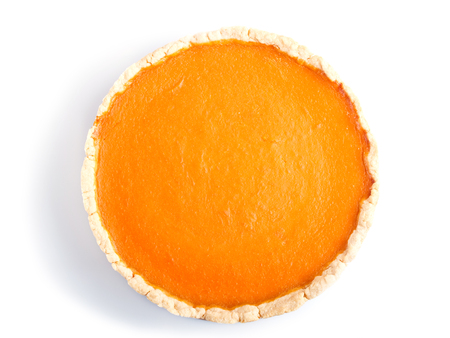 Traditional american sweet pumpkin pie isolated on white background. top view.の写真素材