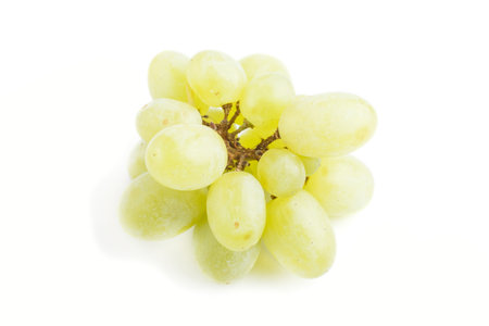 Green grapes isolated on white background. Side view, close up.の写真素材