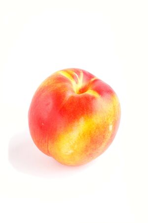 Nectarine isolated on white background. Side view, close up.の写真素材