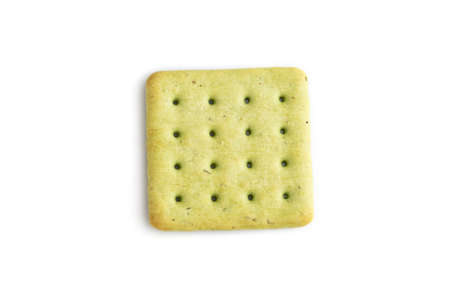 Green cracker pile isolated on white background. top view, flat lay, close up.の写真素材