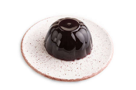 Black currant and grapes jelly isolated on white background. side view, close up.の写真素材