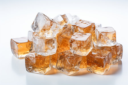 Precious orange topaz crystals on white background, side view, selective focusの素材