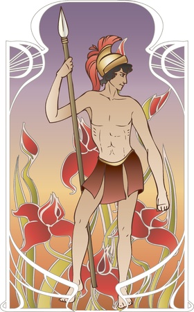 Antique god on vintage background in art Nouveau styleのイラスト素材