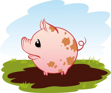 Little pog in a puddleのイラスト素材