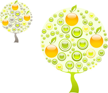 Apple tree made of green and orange gemsのイラスト素材