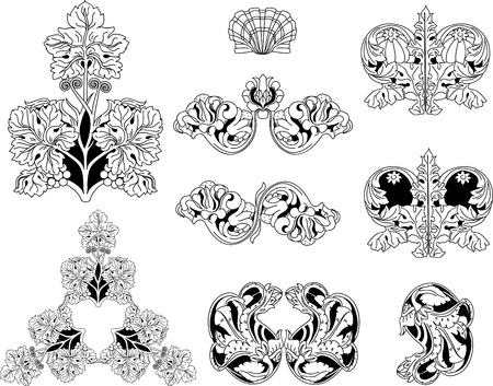 Floral ornament elements lineartのイラスト素材