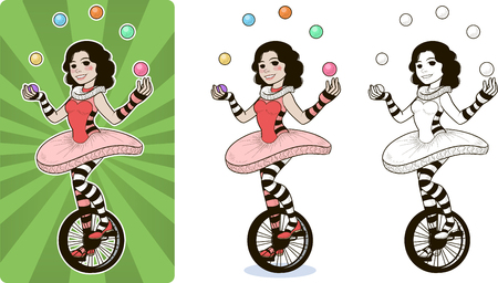 juggler circus character femaleのイラスト素材