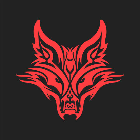 Wolf head illustration artwork tattoo vector element futuristic, tribal, clip art, warrior, t shirt design printableのイラスト素材