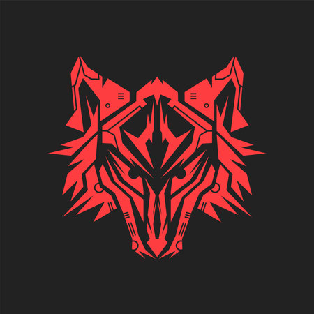 Wolf head illustration artwork tattoo vector element futuristic, tribal, clip art, warrior, t shirt design printableのイラスト素材