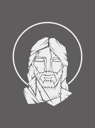 Jesus christ GOD illustration vector silhouette emblem clip art poster isolated, religion, christian, deep meanigfull, christmas, religiousのイラスト素材