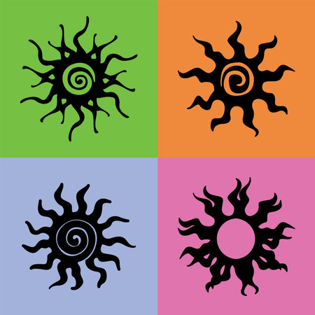 Sun vector mayan solar system sol ethnic pattern element template clip art sticker vector graphic designのイラスト素材