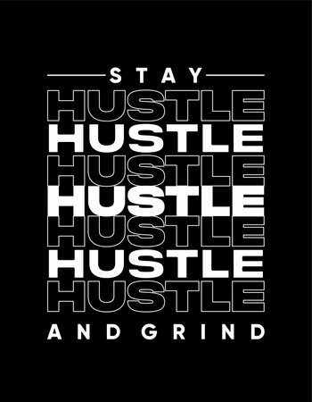 HUSTLE Text for print and tshirt design quote typography template element, printable and editableのイラスト素材