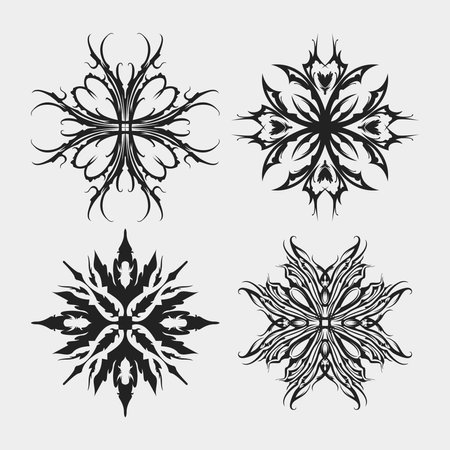 Fower element tattoo tribal clip art   mandala sun eye catching vintage ornament mystic pattern editableのイラスト素材