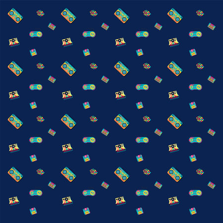 Pattern background retro style music illustration vector banner oldschool icon symbol fabric textile...