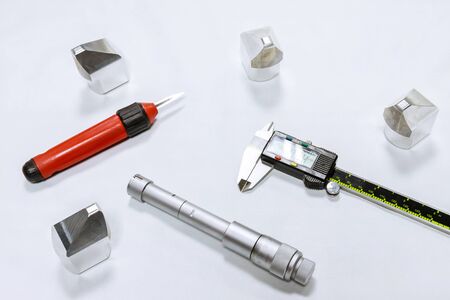 Calibration Bore micrometer. Metal Deburring Tool. Device for accurate measurement of hole diameter.の写真素材