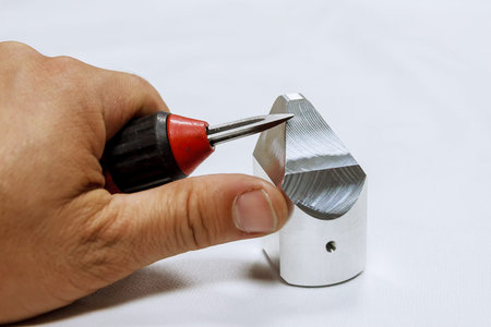 The process of deburring metal. Deburring tool for metal, wood, aluminum, copper and plastic.