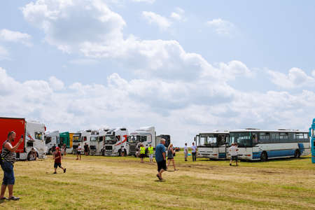 Skutech, Czech Republic, 26 June 2020: Truck Show. Transport festival in the Czech Republic. Truck Fest weekend with kids. Truckers charity event for children.のeditorial素材