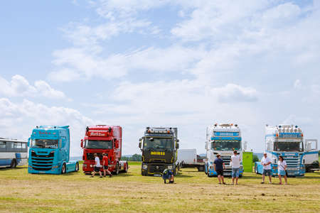 Skutech, Czech Republic, 26 June 2020: Truck Show. Transport festival in the Czech Republic. Truck Fest weekend with kids. Truckers charity event for children.のeditorial素材