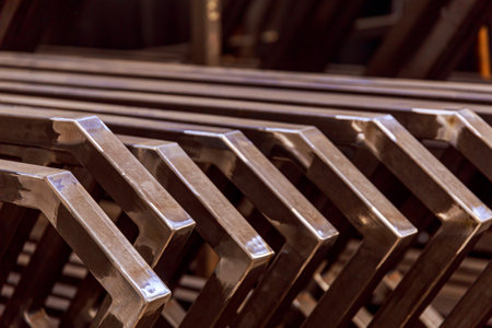 Welding seam. Welding of two Y-shaped profiles. Welding works plant.の写真素材