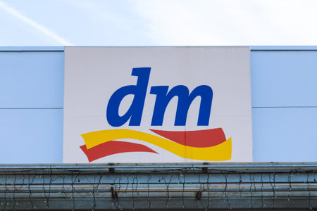 20 January 2021 Pardubice, Czech Republic: Trademark of the German company DM, a store of original...