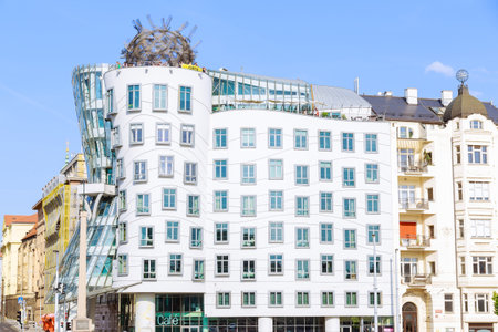 22 May 2022 Prague, Czech Republic. Dancing House called Ginger and Fred in the New Town of Prague.のeditorial素材