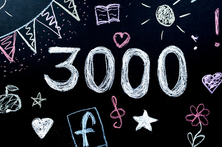 chalk drawn number 3000 on the boardの写真素材