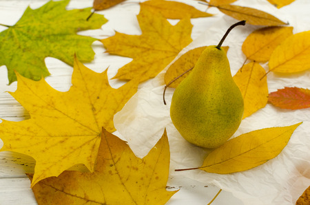 autumn, pear, yellow, dry, leaves,
woodenの写真素材