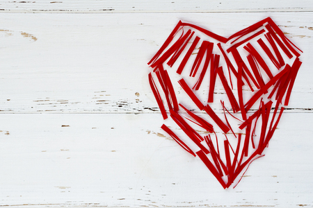 red heart maden from small paper piecesの写真素材