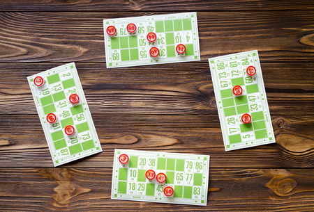 play bingo on wooden tableの写真素材