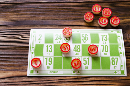 play bingo on wooden tableの写真素材