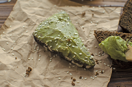 sandwiches with avocado pasteの写真素材