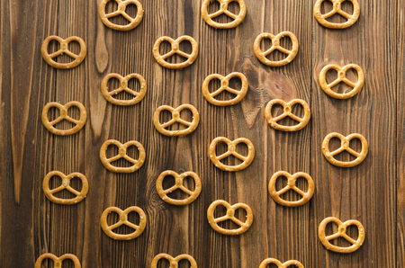 Pretzeis on wooden backgroundの写真素材