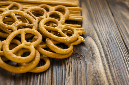 pretzeis on wooden backgroundの写真素材