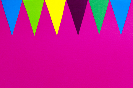 Bunting party flags  paper  on pink backgroundの写真素材