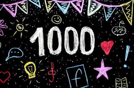 1 000 chalk drawing on blackboardの写真素材