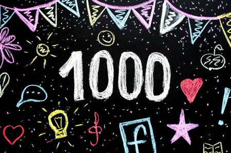 1 000 chalk drawing on blackboardの写真素材